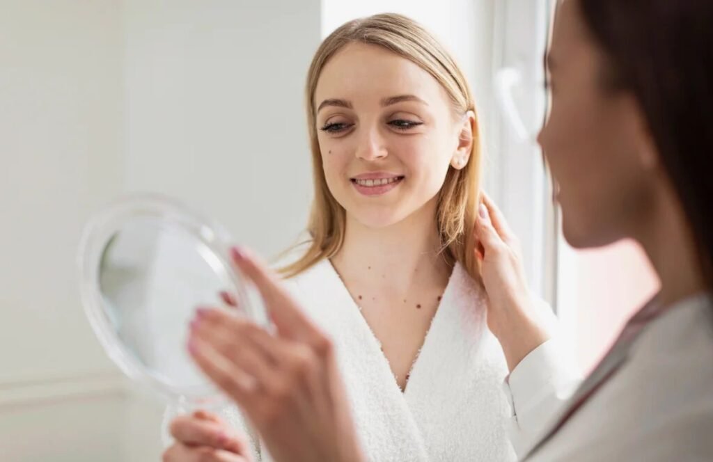 Bride receiving a Circadia wedding facial