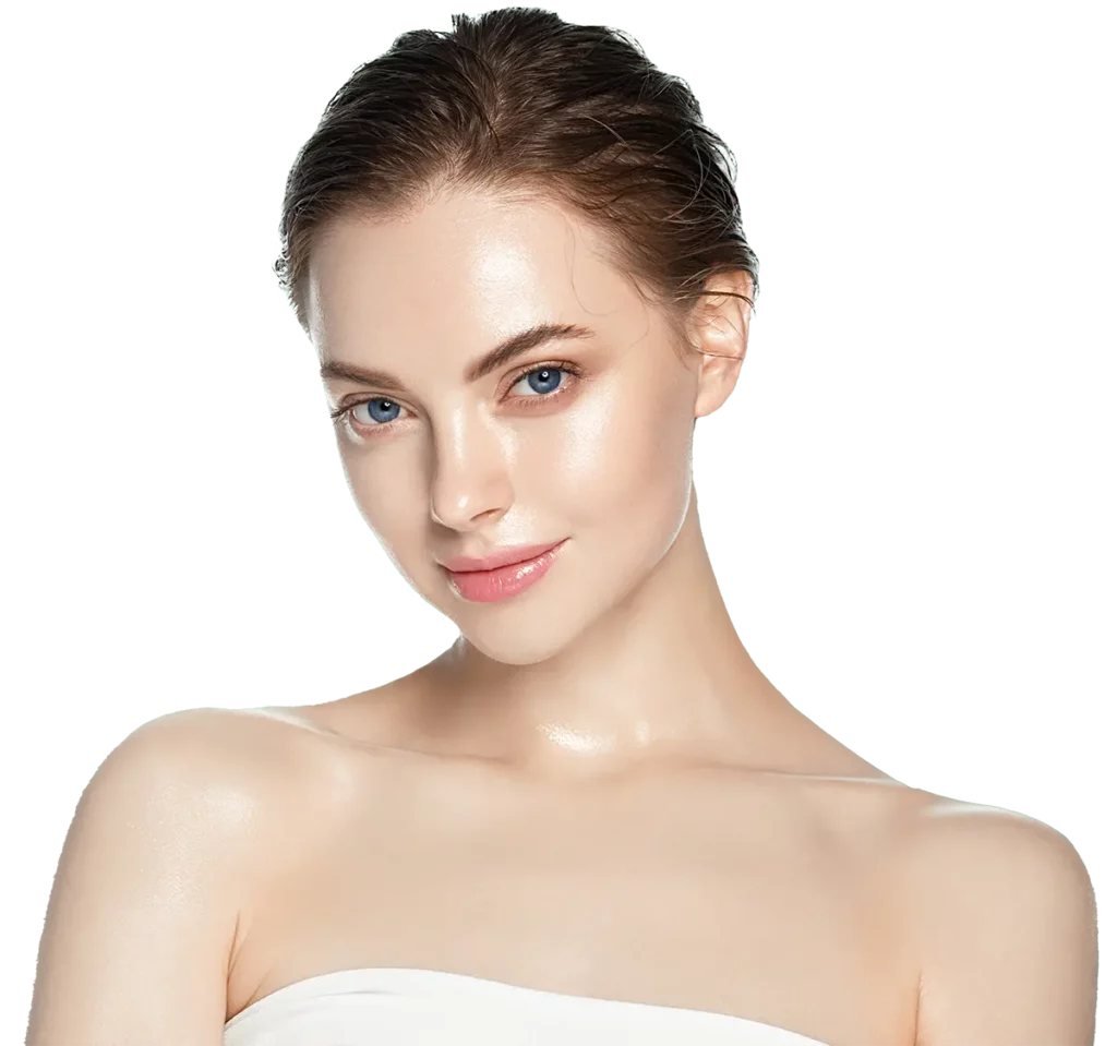 Client with glowing skin after a facial